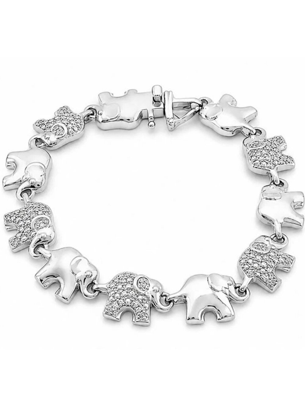 Genuine Diamonds Elephant Bracelet Solid .925 Sterling Silver